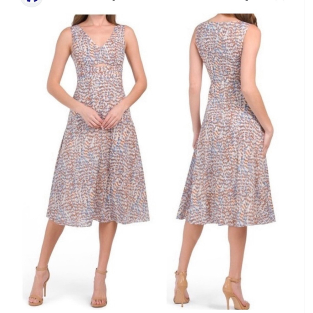 Women's Theory Blue Multi Desert Lawn Cutout Midi Dress Size 0